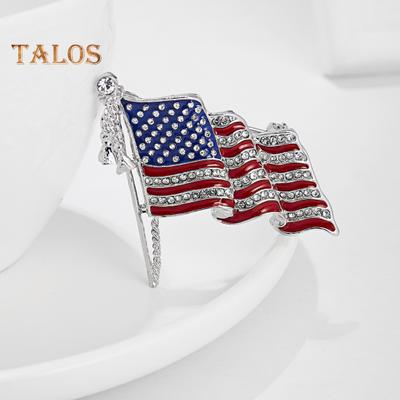 Vatansever Amerikan Bayrağı Broş Çinko Alaşımlı Yapay Elmas Emaye Dalgalanan ABD Ulusal Bayrağı Pin Kazak Sırt Çantası Şapka Dekorasyonu Erkek Kadın Giyim Aksesuarları