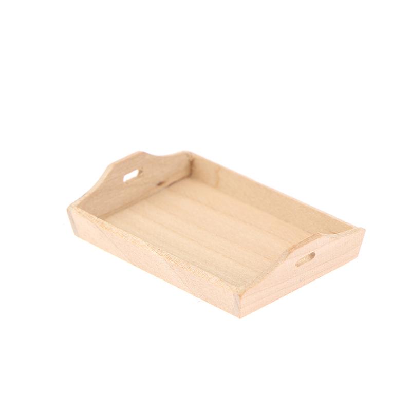 1Pcs 1:12 Dollhouse Miniature Wooden Plate Simulation Tray Model For Doll House Decor