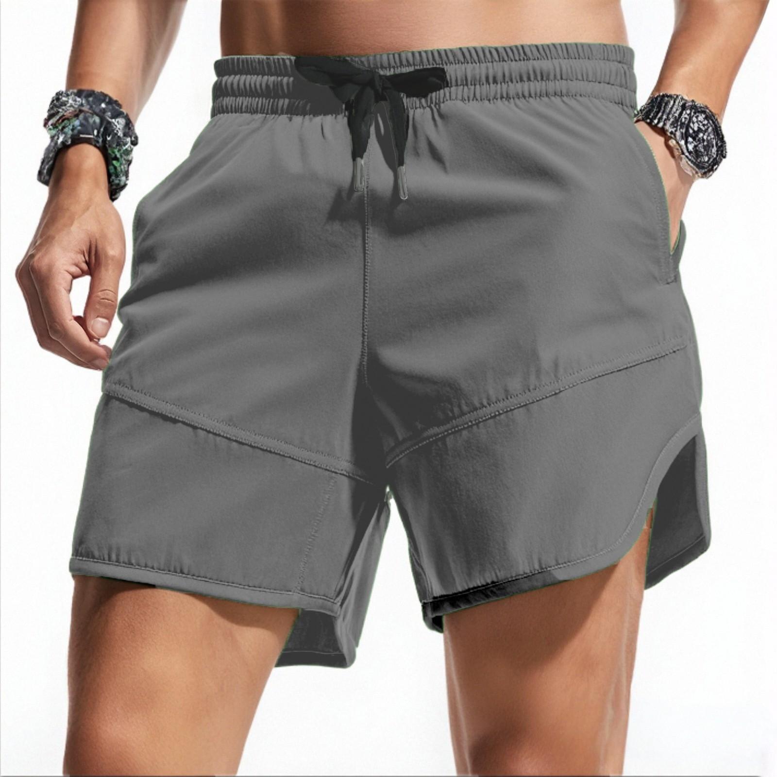 

Мужские летние быстросохнущие и дышащие свободные универсальные спортивные шорты на кулиске с разрезами XL