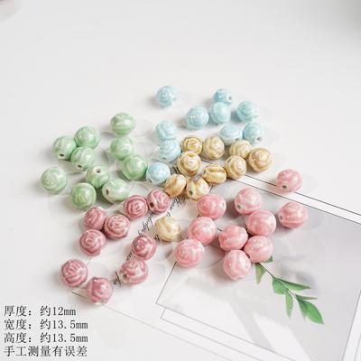 12Mm Rose Ball Ceramic Beaded Accessories Jingdezhen Bracelet Necklace Accessories DIY Handmade Materials Wholesale High Temperature