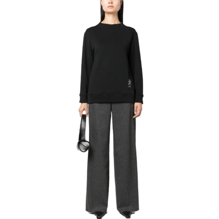 Emporio Armani Loose Fit Crew Neck Long Sleeve Sweatshirt Women tops Black 6R2M7J-2JXGZ-0999