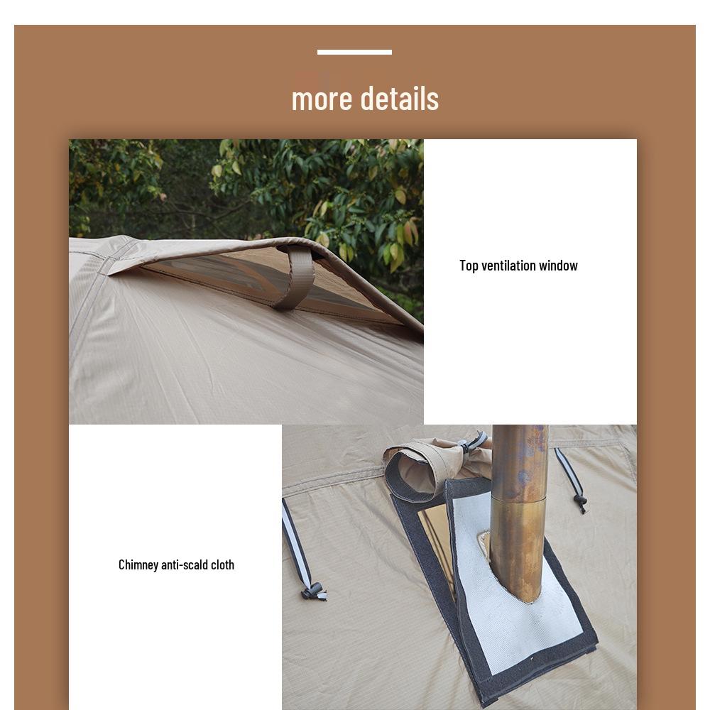 Cold-Proof Winter Camping Tent: Portable, Rainproof, Flame-Retardant, Sun-Protected, Large Tunnel Design with Rear Room