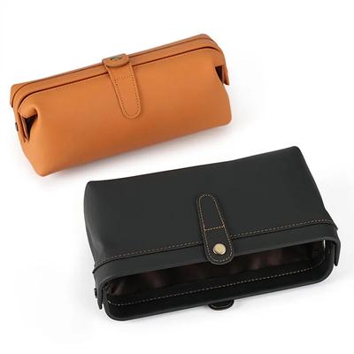 Genuine Leather Makeup Purse Organizer Bag for Perfumes and Cosmetic Outdoor Travel Large Capacity Cowhide Wash Bag Unisex