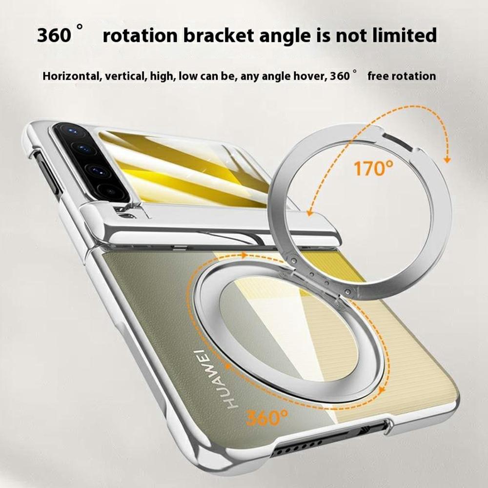 

For Huawei Pura X Case Compatible with MagSafe Kickstand Electroplated PC Phone Cover Built-In Screen Protector Gold