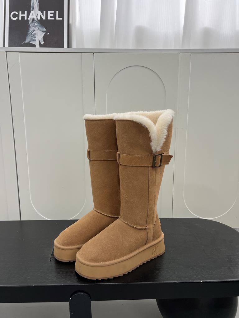 2025 nya stövlar helko läder varma vinröda snöstövlar dam rund tå tjock sula höga stövlar förtjockade bomullsstövlar trend