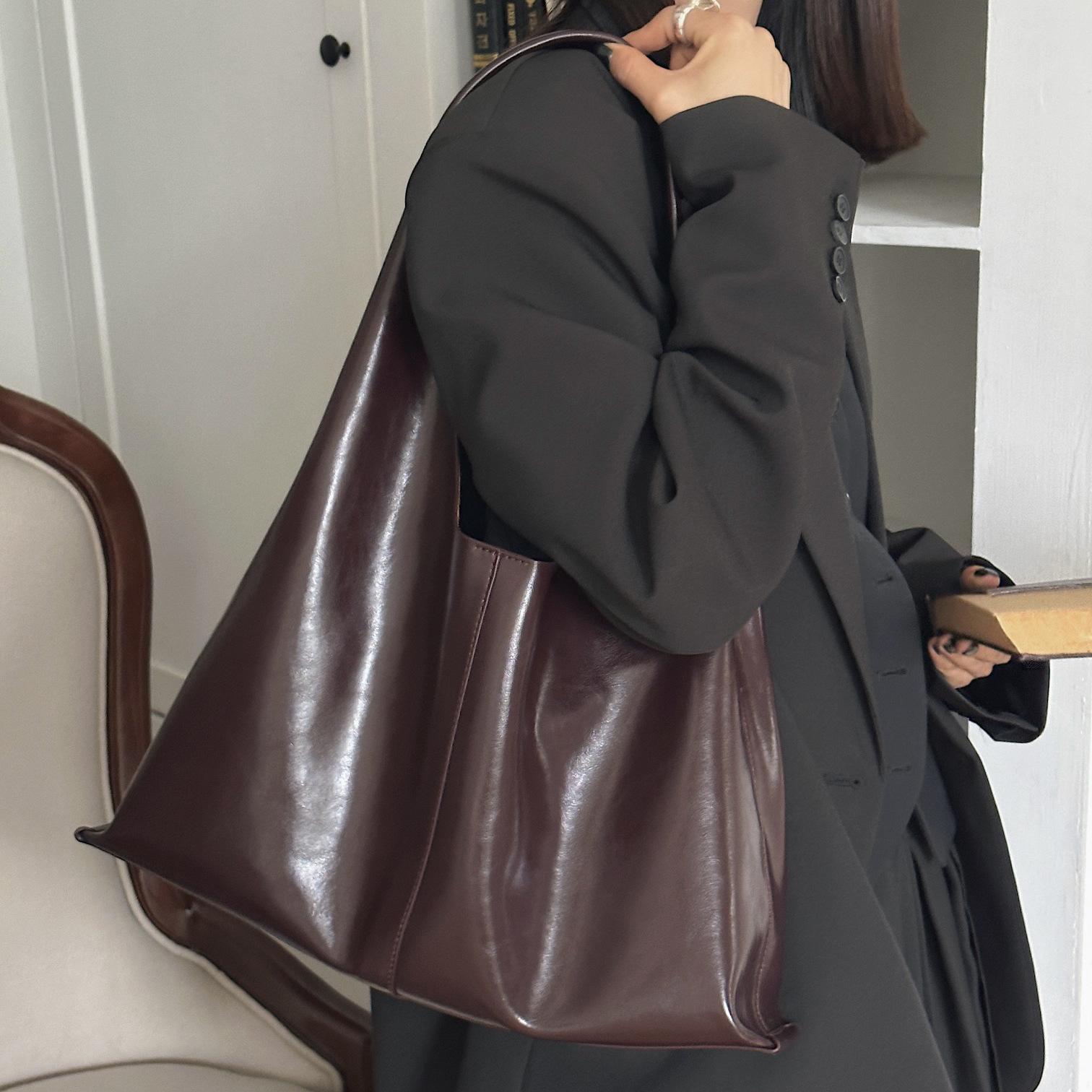 

Кожаная сумка East Gate Oil Wax Leather Tote Bag Большая вместительная сумка через плечо Commuter Simple Design Женская сумка 42x12x42cm вино красного