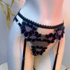 Erotic Lingerie Hot See-Through Embroidered Bra Female Large Size Passionate Temptation Sexy Panties Garter Three-Piece Suit