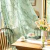 French Retro Green Ruffled Lace Sheer Tulle Curtains For Girls Room Living Room Korean Pastoral Floral Window Screen