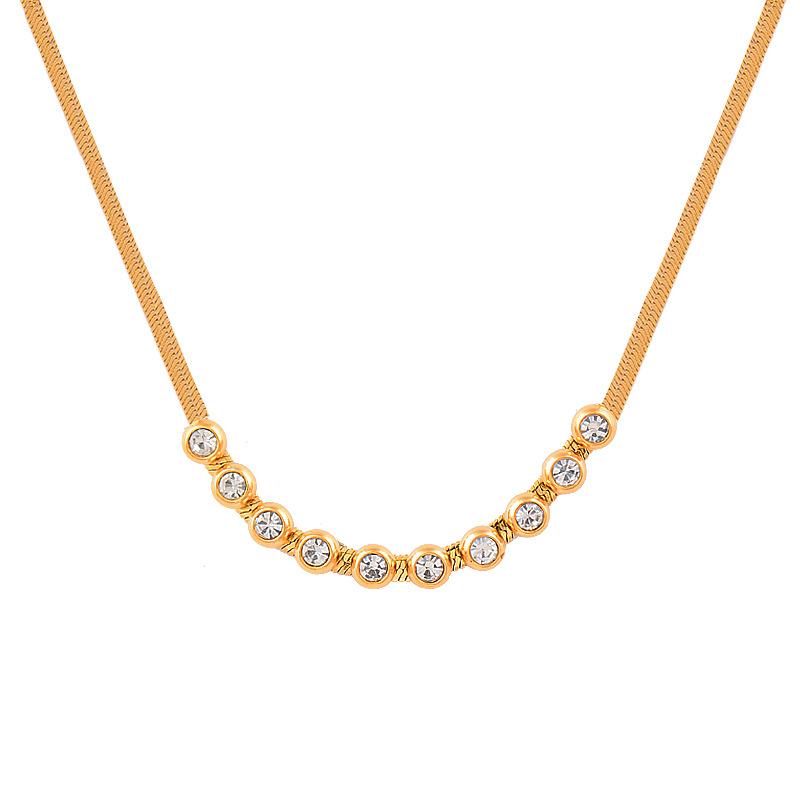 Titanium Titanium Steel White Vermiculite Gold Color Clavicle Chain