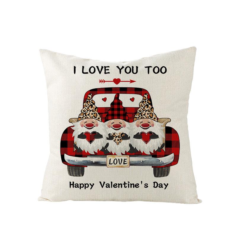 Plaid Valentine's Day Pillow Cover Polyester Printed Love Sofa Cushion Cover Nordic Bedroom Sofa Cushion