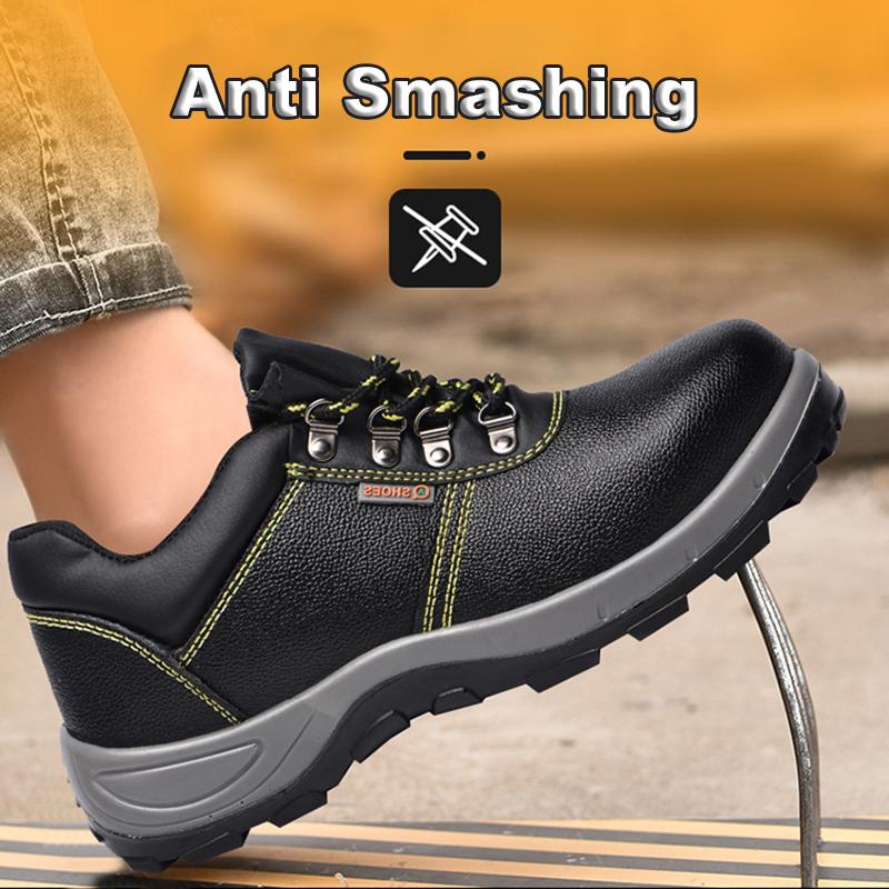 Oulylan Male Leather Waterproof Protection Shoes Anti-puncture Durable Work Footwear Steel Toe Anti Smashing Safety Boot For Men