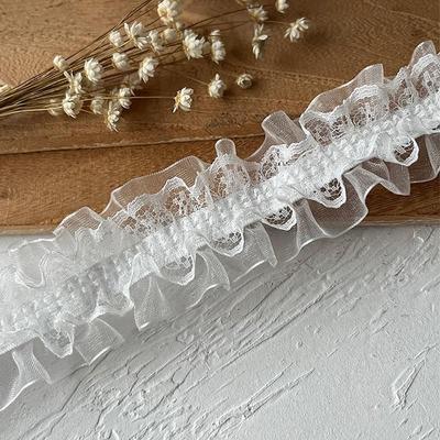 Accesorios para muñecas Lolita con puños de encaje plisado de doble capa en color negro