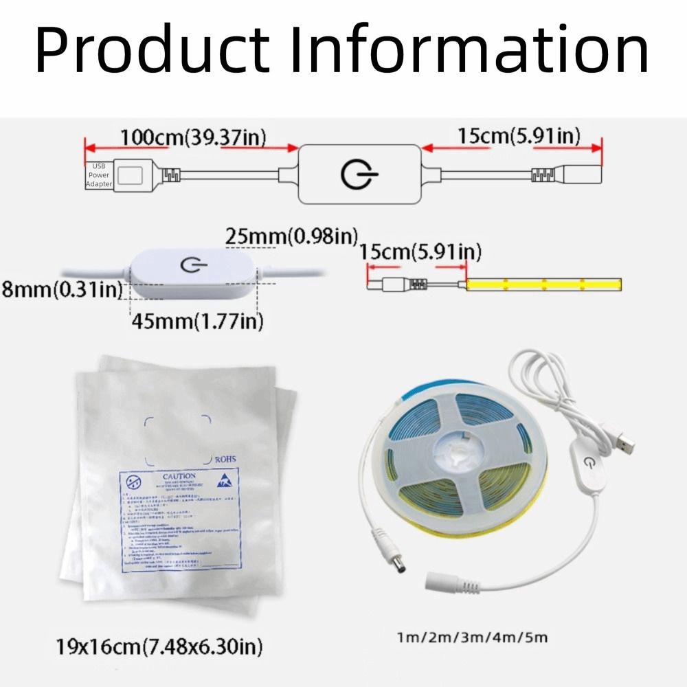 DC 5V LED Under Cabinet Light USB Powered Dimmable Control LED Strip Light 60LEDs/m Flexible Tape Smart Dimmer Under Cabinet