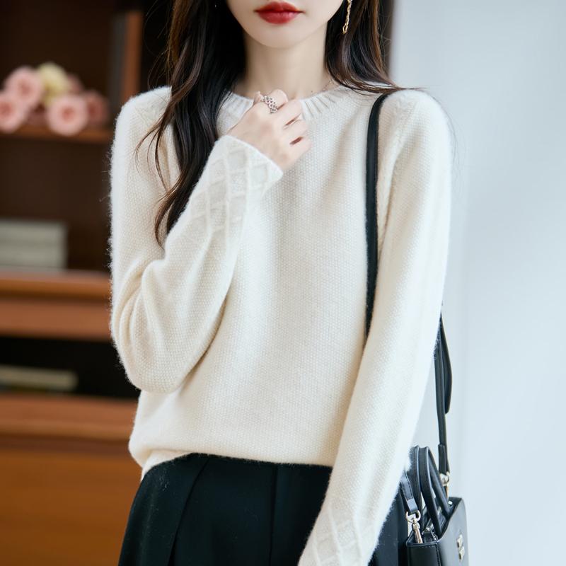 Dámský kašmírový svetr Kašmír Qinghe 30% kašmír 70% vlna podzimní a zimní pulovr hřejivý a módní