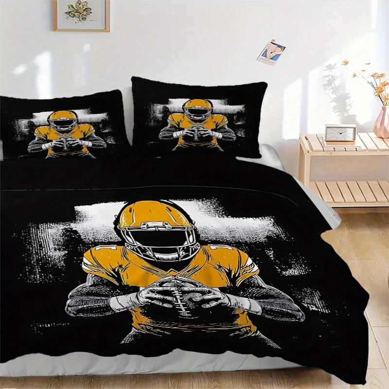 3pcs set Football Player 1 Quilt Cover + 2 Pillowcases, All Seasons Bedroom Setting, Perfect for Home and Dorm Decor a170