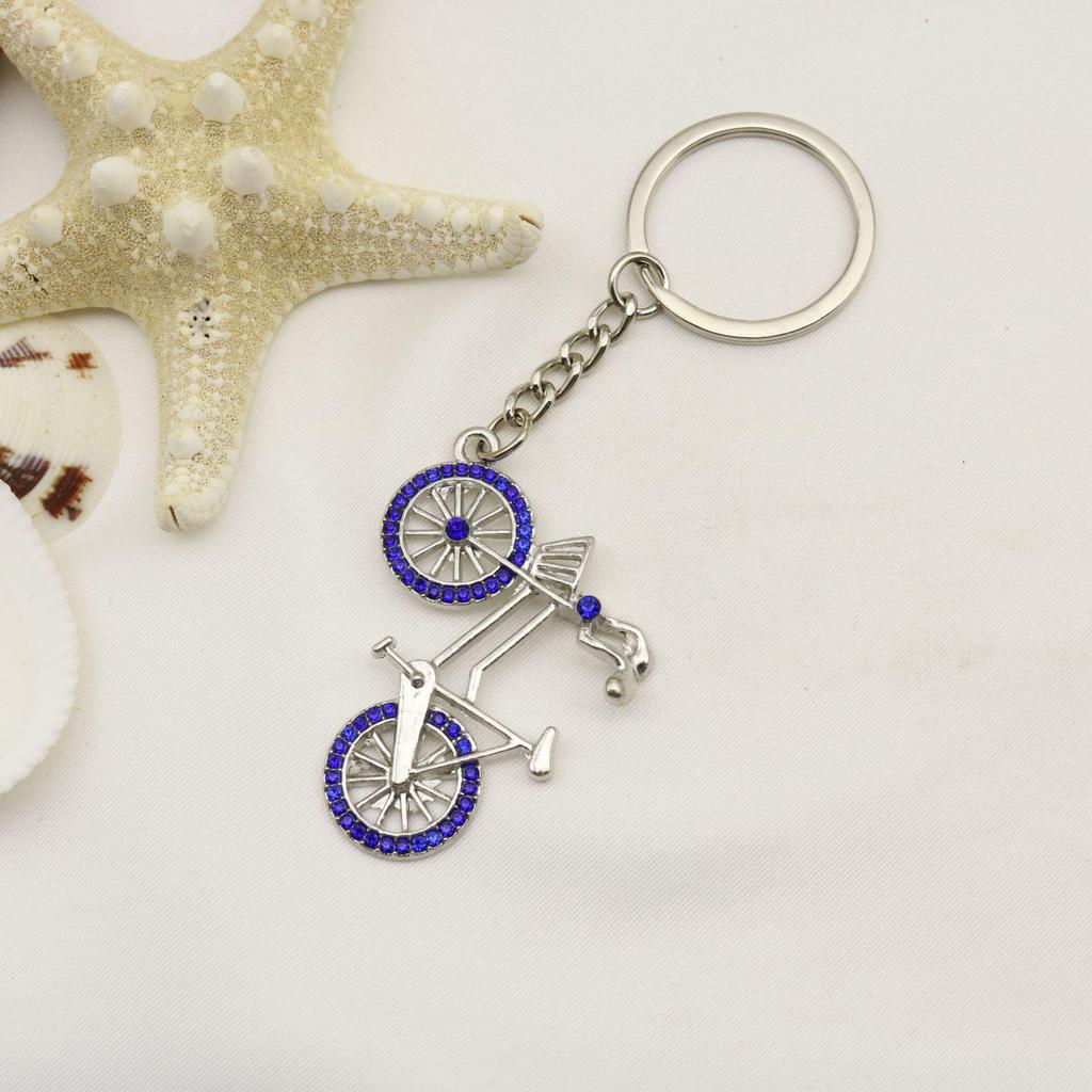 Elegant Rhinestone Bicycle Keychain Pendant