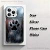 Custodia per Telefono con Impronte di Zampe di Animali Domestici Per iPhone 17,16,15,14,13,12,11,Pro,XS,Max,Plus,Mini,SE4,E bianca Opaca Cover Antiurto