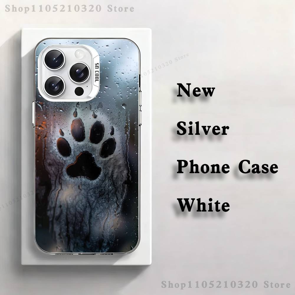 Custodia per Telefono con Impronte di Zampe di Animali Domestici Per iPhone 17,16,15,14,13,12,11,Pro,XS,Max,Plus,Mini,SE4,E bianca Opaca Cover Antiurto