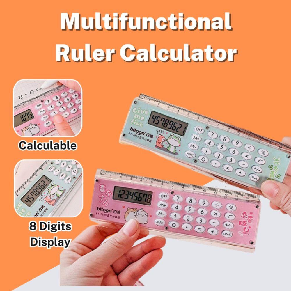 2-in-1 Calculator Ruler with 8 Digit Calculator Drawing Tool Straightedge  School Office