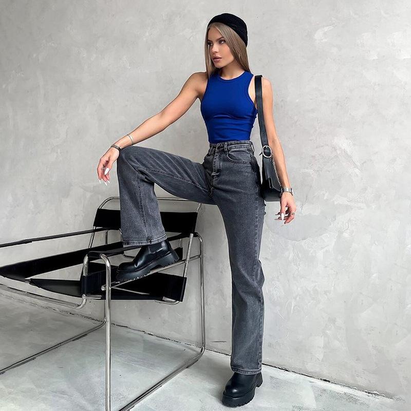 Ribbed Solid Tank Tops Women Skinny O-Neck Sleeveless Body-Shaping Undefined All-Matching Vest Female Streetwear Clothing