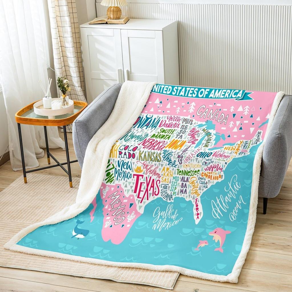 Counting Numbers Educational Blanket Soft Sherpa Throw Learning Tool for Kids Math Practice Bedroom Nursery Decor