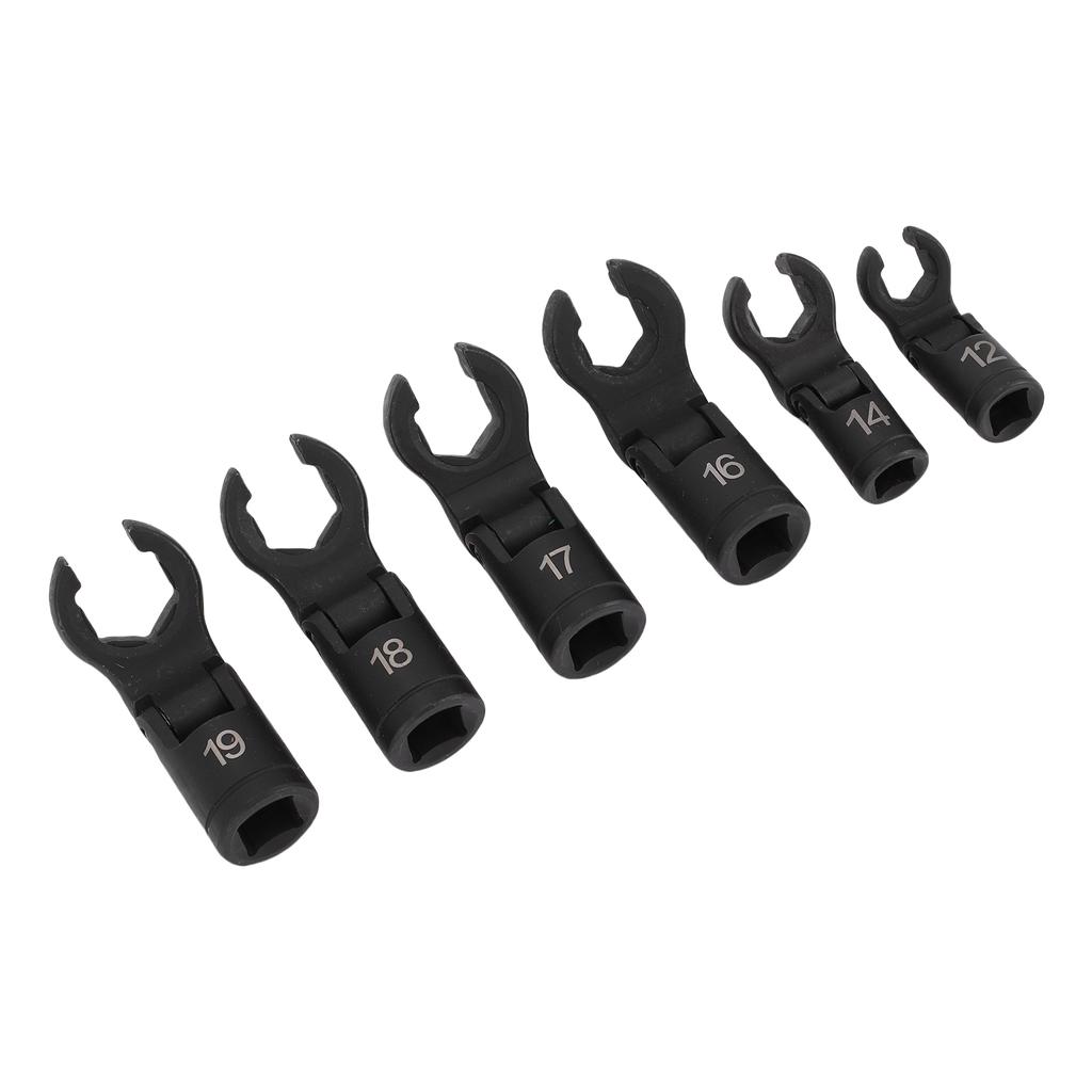 6PCS Crows Foot Wrenches 1 2 3 8 Inch Drive 6 Point Socket 180 Degree Flexible Head Fuel Line Wrench Set 12mm 14mm 16mm