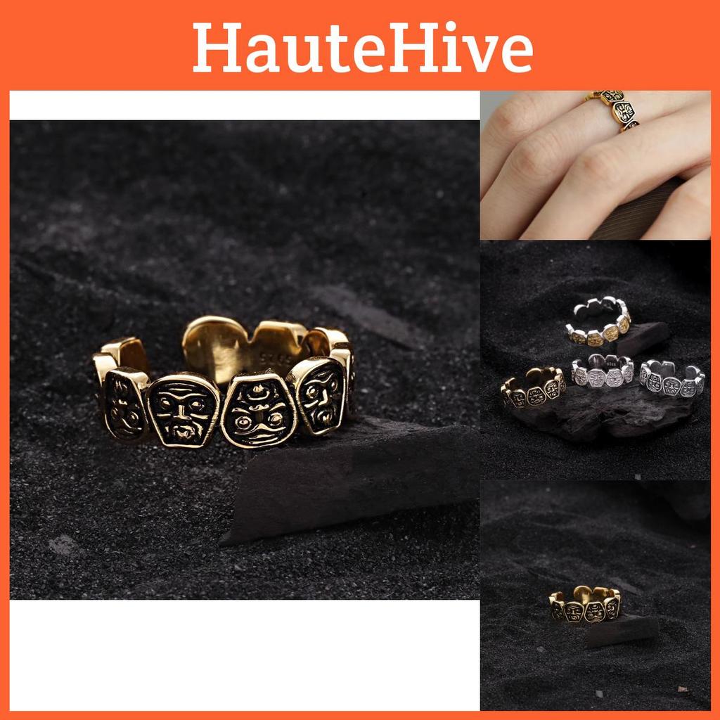 Elegant Retro Style Adjustable Open Copper Ring Featuring Sophisticated Geometric Patterns