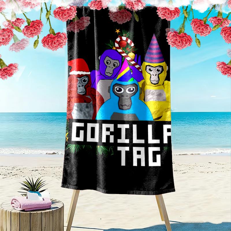 Gorilla Tag Cartoon Print 2D Flat Print Beach Towel, Large Soft Quick Dry Towel for Beach Camping SwimmingZSTJ0915155