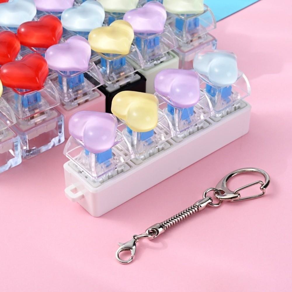 Heart Heart Keycap Fidget Keychain Crystal Clicker Button Keycap Keychain Adults
