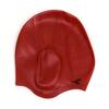 KNK Silicone Swim Cap for Mens & Women with Long Hair, 3D Ear Cover, Nose Clip & Ear Plugs Set (Red)