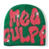 Warm y2k Beanies Hats Knitted Slouchy Cap MEA Culpa Beanies Hat with Rhinestone  for Women Men