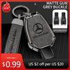 2025 Hot Car Sticker Zinc Alloy Leather 2/3 Buttons Car Remote Key Case Cover For Mercedes Benz A B G R Class GLA GLK W176 W204
