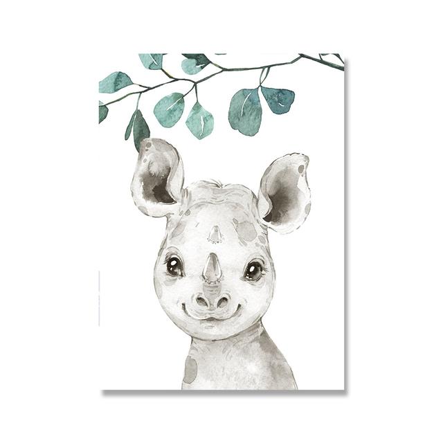 Safari Baby Animals Canvas Poster Nursery Zebra Giraffe Wall Art Print Eucalyptus Animal Painting Nordic Kid Bedroom Pictures