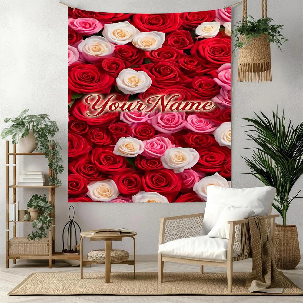 Rose Custom Your Name Wall Decor Tapestry Art For Pet Memorial Birthdaywedding Party Backdrop Family Gift