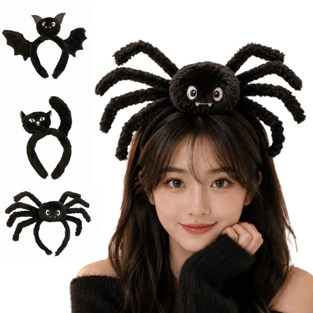 Cute 3D Spider Headband Black Headdress Flexible Spider Headband Cos Headband
