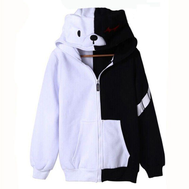 Anime Danganronpa Monokuma Cosplay Unisex Jacket Hoodie Sweatshirt Coat Hooded
