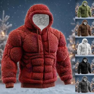 Men's Christmas Muscle Ugly Print Long-Sleeve Casual Sports Hooded Sweatshirt