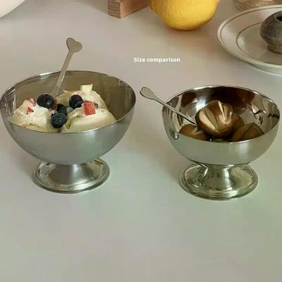 1Pz Gelato Acciaio Inossidabile Acciaio Inossidabile Tazza Insalata Tazza Insalata Riutilizzabile Frutta Caramelle Dessert Ciotole Set Utensili da Cucina Bar