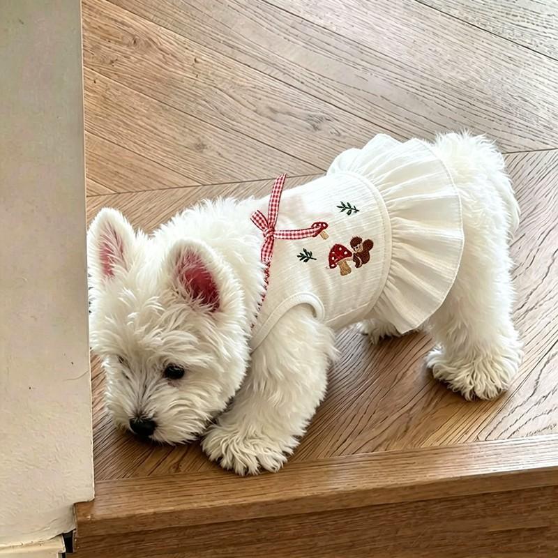 Pet Dog Dress Lightweight Floral Sleeveless Skirt Small Breeds Like Bichon Frise Teddy