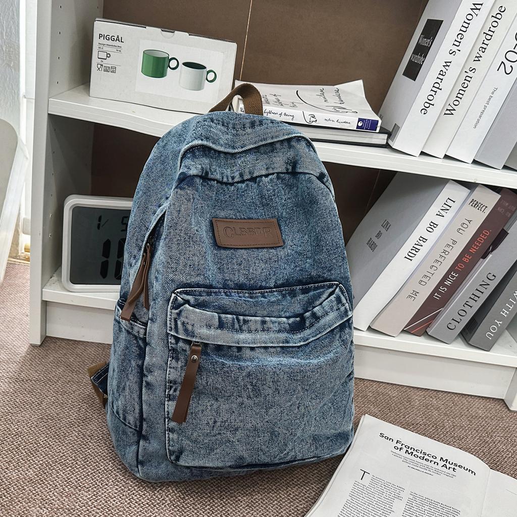 Vintage Denim Canvas Backpack for Men and Women, Suitable for Couples, for School, Travel, Casual, Lazy Style, Japanese and Kore