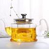Heat-Resistant Glass Teapot Set with Stainless Steel Infuser and Colored Handle Teacups