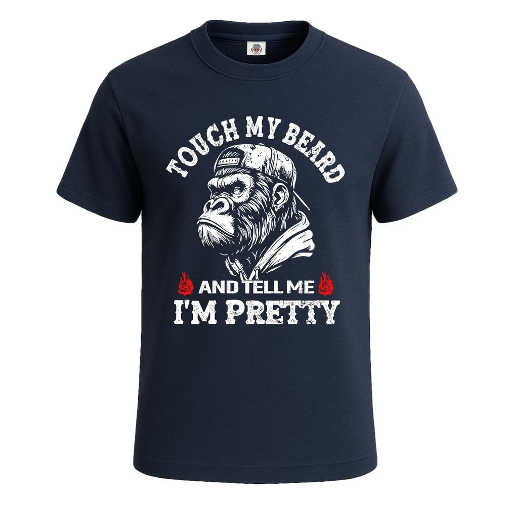 Touch my beard and tell me funny slogan mens tshirt novelty party gift tee top 2XL