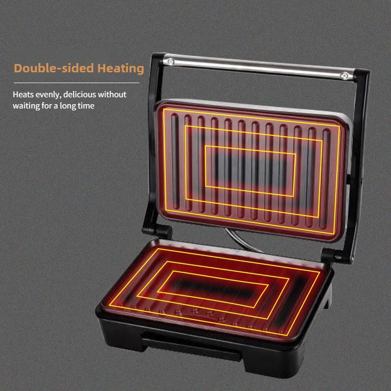750W Rapid Heating Sandwich Maker Household Double-Sided Heating Electric Baking Pan Multifunctional Steak Machine