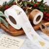 Christmas Labels Stickers 500 Pieces Clear Tree Sheet 2.5cm/1-Inch Adhesive Transparent Gold Foil Holiday Stickers Roll