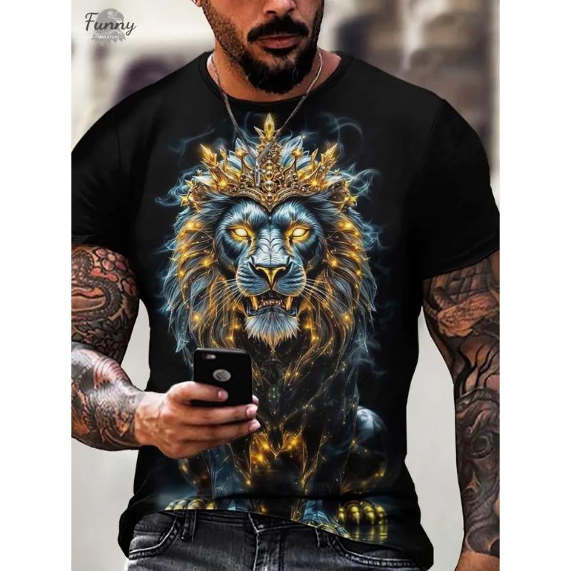 3D Printed Horse Pattern Summer Fashion Men's T-shirt Breathable Casual