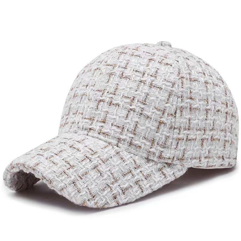 Autumn Winter Women Baseball Cap Fashion Gold Thread Tweed Snapback Caps Female Adjustable Outdoor Warm Sun Hat Elegant Dad Hats