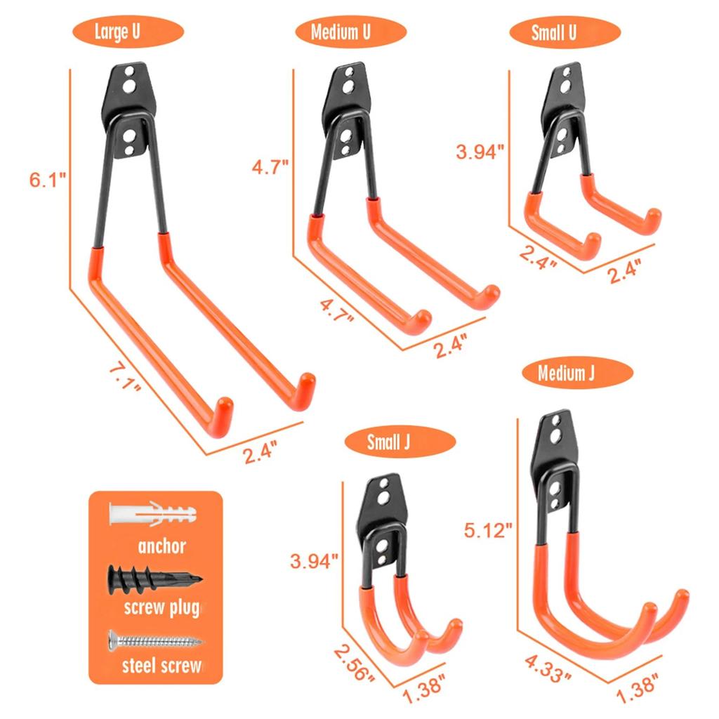 ZEXEF 1PC Heavy Duty Metal Garage Hook Organizer Wall Mount Bike Hanger Hooks Anti-slip Storage Hook for Ladders Garden Tool