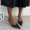 Fashion 35-42 Pointed Fine High Heel Half Slippers Female French Elegant Temperament High Heels Black Leisure Slippers Zapatos De Mujer