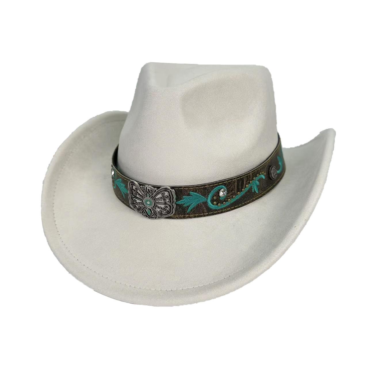 Джазовая шляпа Замшевая Универсальная Цилиндр Мужская и Женская Западная Ковбойская Шляпа M（56-58cm）