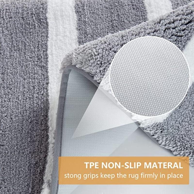 Inyahome Gray Bathroom Rugs Non Slip Bath Mat Super Absorbent Floor Bath Rug Microfiber Thick Plush Fluffy Carpet Machine Wash